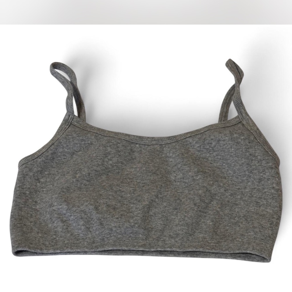 Gray Ribbed Crop Top